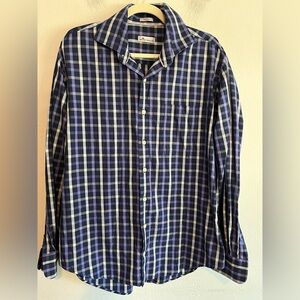 Peter Millar Purple & White Plaid Cotton Silk Blend Button Down Shirt Large